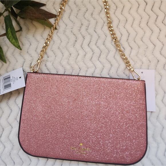 KATE SPADE GLIMMER PINK GLITTER POCHETTE - Picture 7 of 8